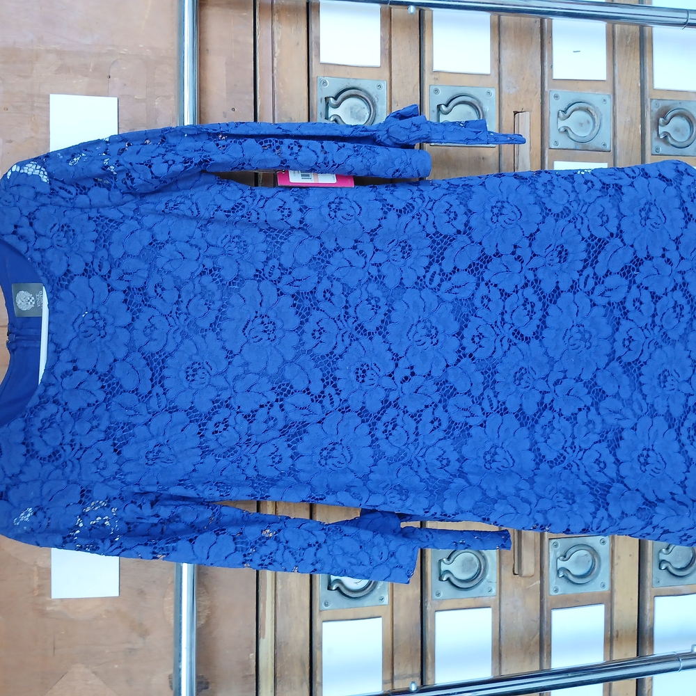 Chic Blue Floral Lace Dress